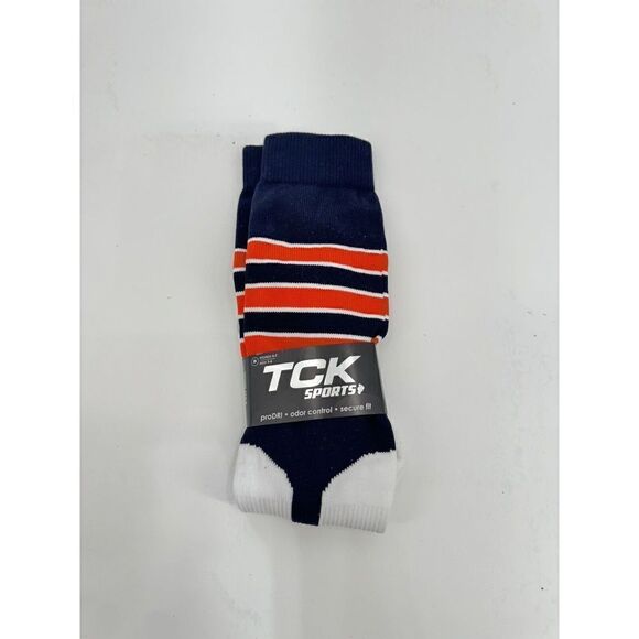 TCK Performance Sock Baseball Stirrups Blue Orange Stripe Women’s Size 4-7 - Picture 1 of 3